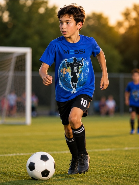 Messi Other - MESSI Kids Cobalt Blue Messi GOAT Football Soccer Print Tee S